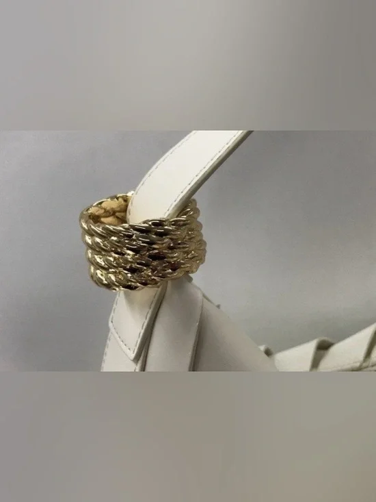 JW PEI Jana Hollow Out Shoulder White Sculpted Crescent Shoulder Bag - NIB NET - Picture 3 of 5